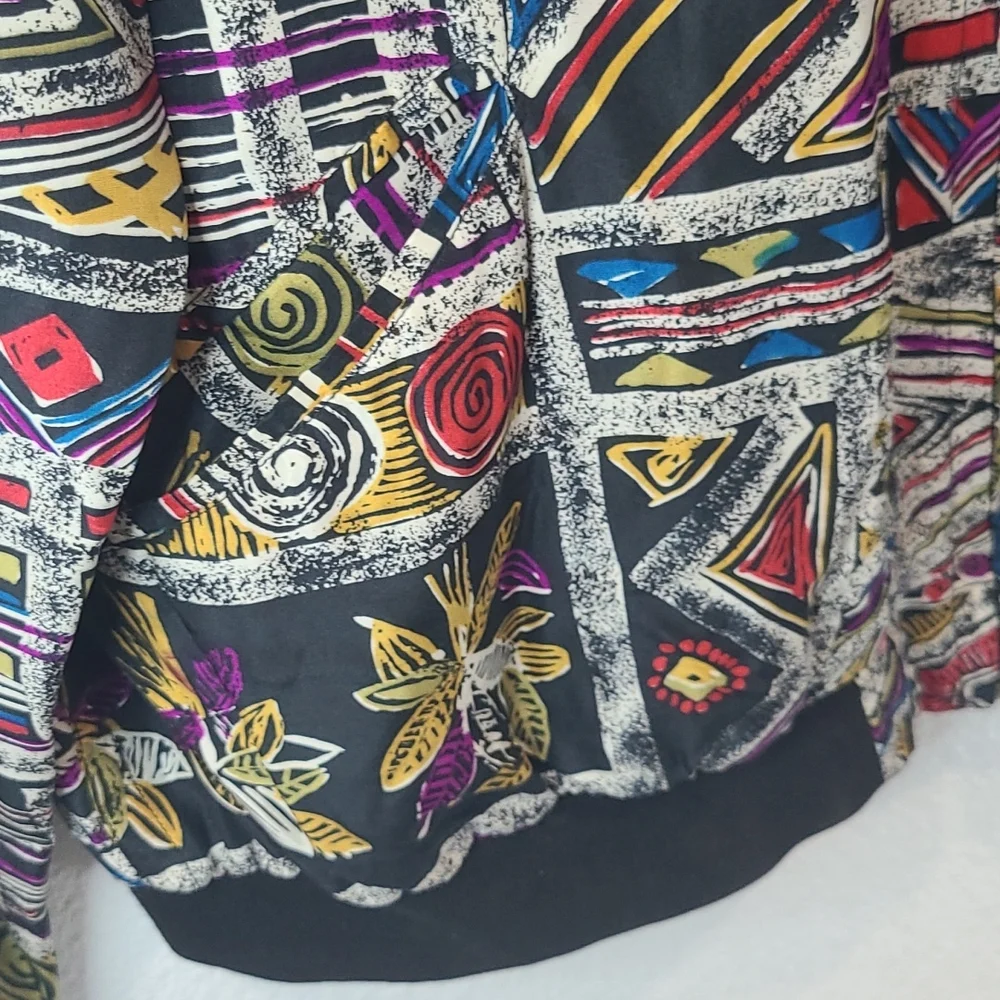 Retro August Silk abstract silk windbreaker jacket medium - Picture 2 of 12
